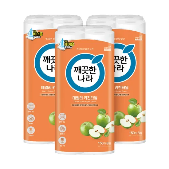 깨끗한나라 데일리 키친타올 150매 8롤 3팩