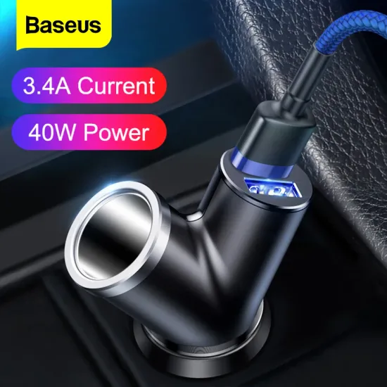 Baseus 3in1 Y타입 듀얼 USB 차량용 충전기