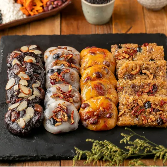 쫀득 영양찰떡 모듬한판 모듬 호박 흑미 약식 16개입 개별포장