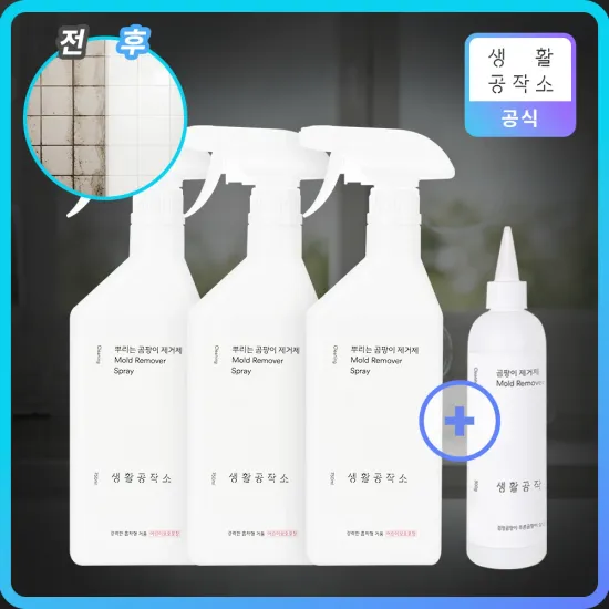 생활공작소 뿌리는 곰팡이 제거제 750ml 3개 바르는 제거제 300ml 1개