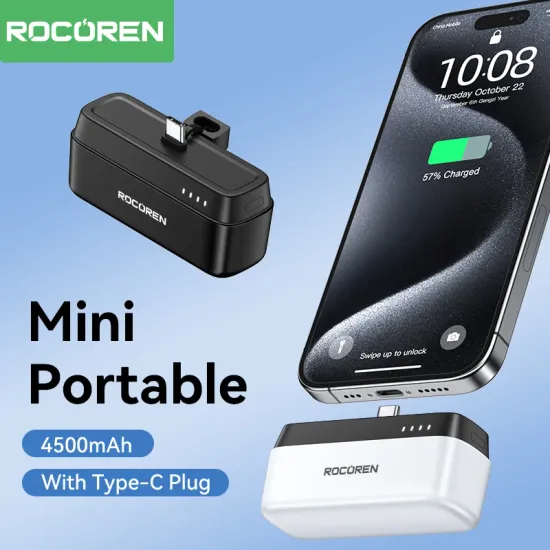 Rocoren 미니 보조배터리 휴대용 충전기 4500mAh