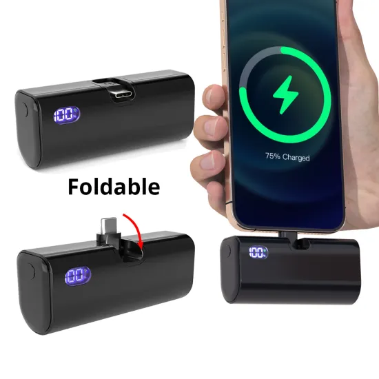 5000mAh 접이식 USB-C & Lightning 커넥터 충전 보조배터리