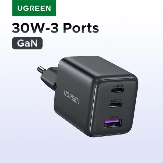 UGREEN 30W 3포트 USB C GaN 충전기
