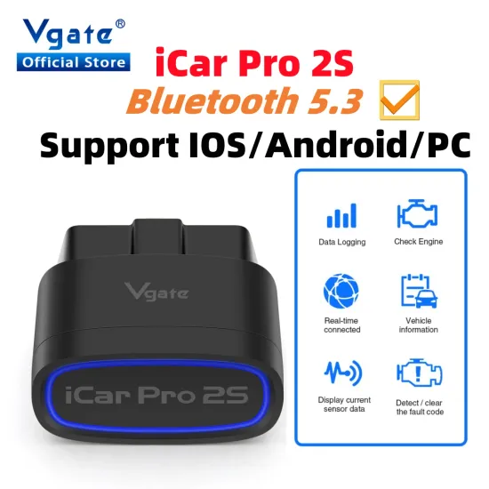 자동차 진단 연비운전 장비도구 노보 Vgate iCar Pro 2S ELM327 블루투스 5.3 안드로이드 iOS PC용 OBD2.0