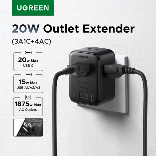 UGREEN 8 in 1 PD 20W 멀티탭 4 AC 콘센트