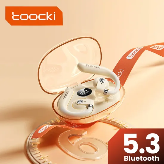 Toocki OWS 블루투스 헤드폰 헤드셋 걸이형 디자인 LED 배터리 표시 블루투스 5.3 스테레오 사운드