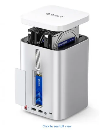 ORICO 미니타워 2베이 RAID 최대 56TB NVMe SSD 호환 10Gbps 확장 허브