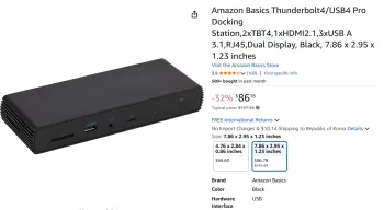 아마존 베이직 썬더볼트4/USB4 프로 도킹 스테이션