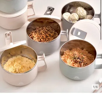 DIYOU SGS 인증 전자렌지 스텐 찜기 라면 용기 스텐렌지팟 3컬러 2개