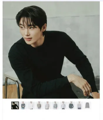 지오다노 코튼 100% 라운드넥 긴팔티 무지 스트라이프