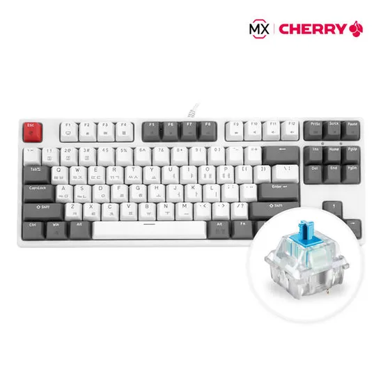 로얄클루지 체리축 기계식 게이밍 키보드 텐키리스 화이트그레이 청축