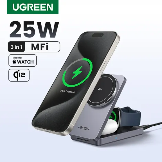 UGREEN 3-in-1 Qi2 25W 맥세이프 무선 충전기