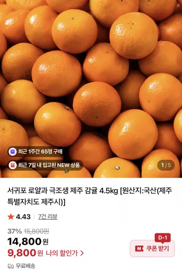 극조생 감귤 4.5kg