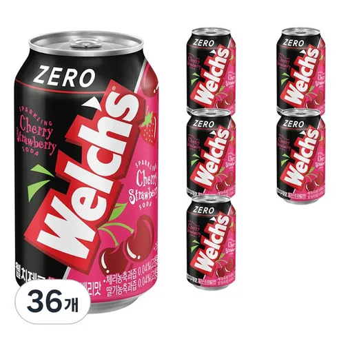 웰치스 제로 체리스트로베리맛 355ml 36개