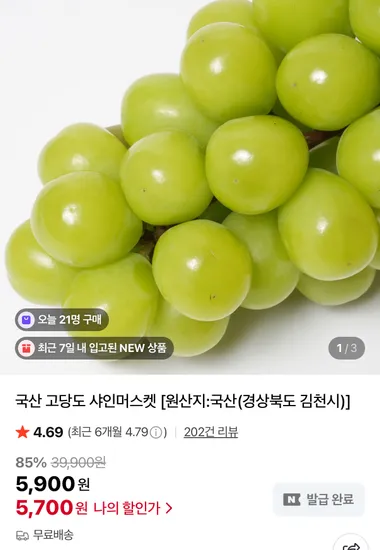 국산 샤인머스켓 1.4kg