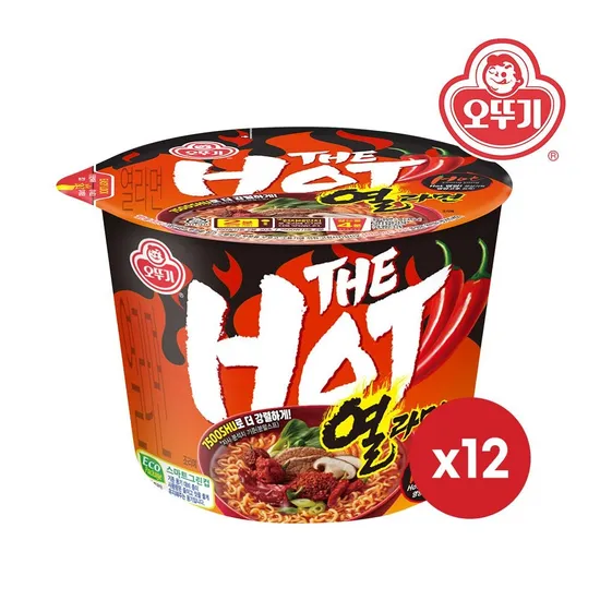 오뚜기 더핫 열라면 용기 105g 12개