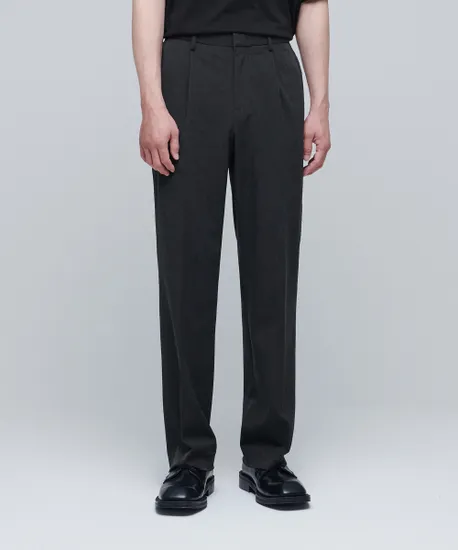 무탠다드 로 엣지 커팅 와이드 슬랙스 차콜그레이