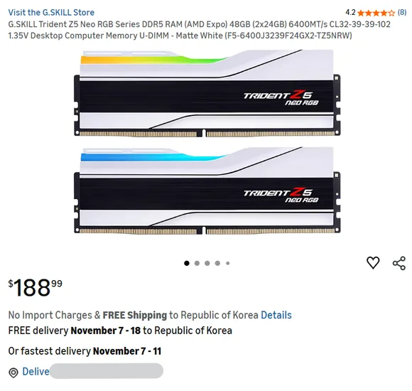 G.SKILL DDR5 6400 CL32 TRIDENT Z5 NEO RGB 48GB