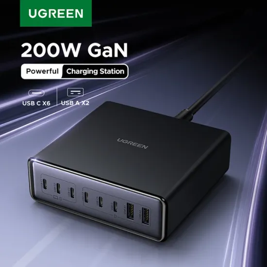 UGREEN 200W GaN 충전기 8포트 접지
