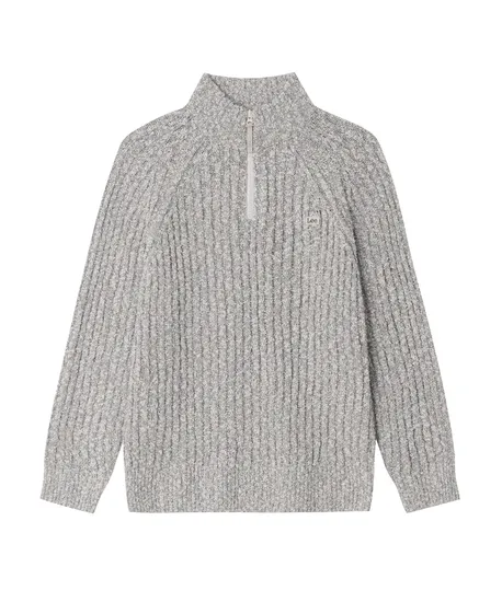 래글런 하프 집업 니트 라이트 그레이