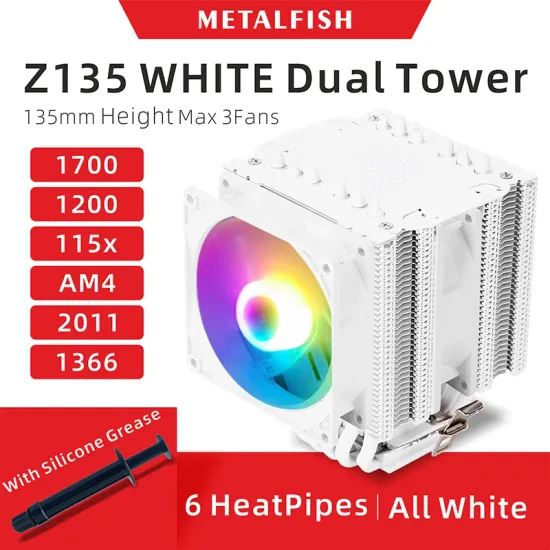Metalfish z135 92mm 6파이프 화이트 듀얼타워 쿨러