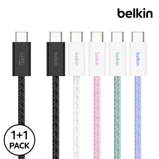 벨킨 240W C to C 브레이디드 고속 충전 케이블 1.5M 1+1
