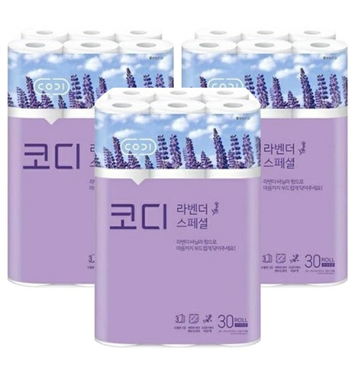 코디3겹 라벤더 스페셜30m x30롤3팩/최대할인가 22800원