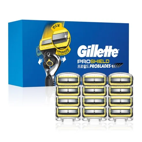 질레트 프로쉴드 옐로우 면도날 12개