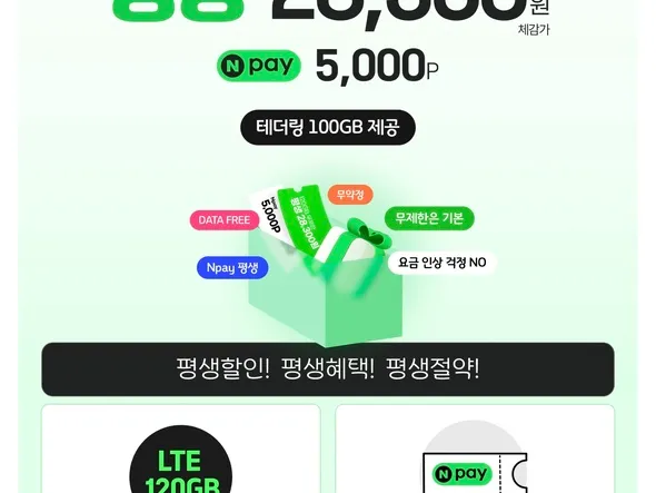 쉐이크 모바일 KT망 100GB+5Mbps 33,300원