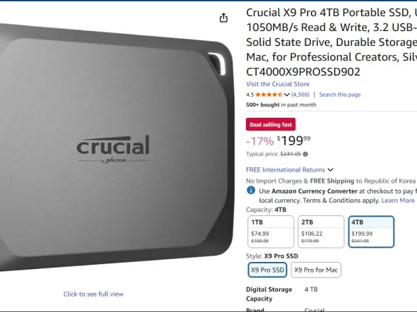 Crucial X9 Pro 4TB SSD