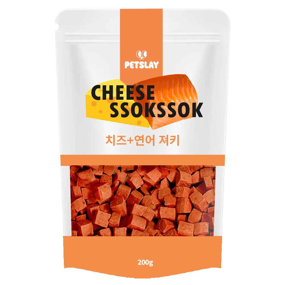 강아지대용량간식 쏙쏙큐브져키 연어치즈 200g